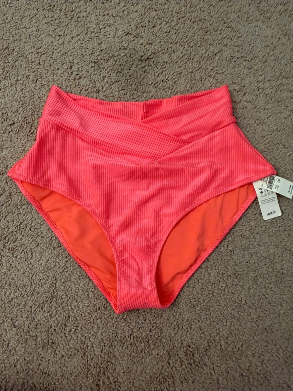 Aerie Crossover High-Waist Ribbed Bikini Bottom